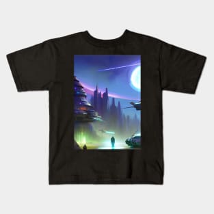 NEW ARRIVALS AT THE TELEPORT STATION Kids T-Shirt